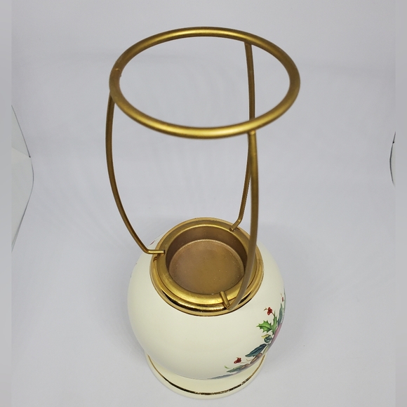 Lenox Holiday Tartan Candle Lamp & Shade, Fruit and Holly Leaves Gold Trim Vtg. - Picture 4 of 14